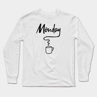 Monday Coffee Work Caffeine Funny Sleepy Bed Week Life Long Sleeve T-Shirt